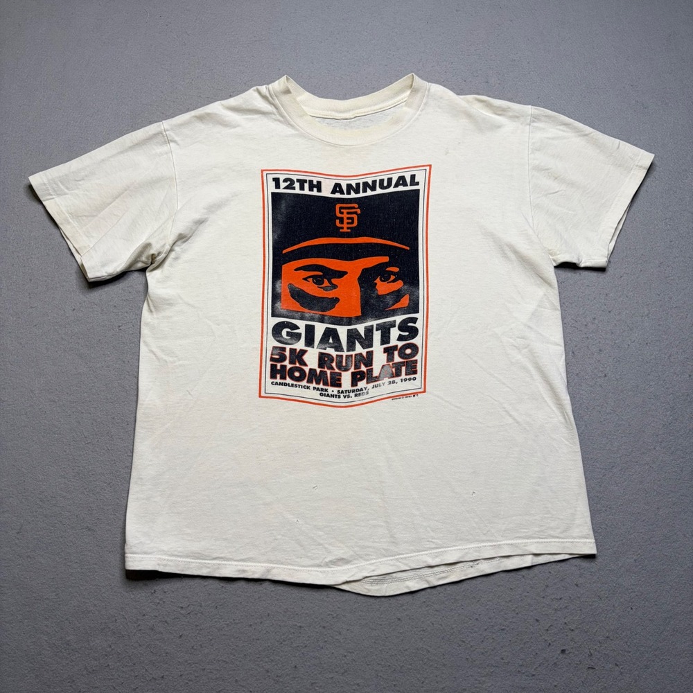Vintage Winterland T Shirt Mens Large White 1990 SF Giants 5K Run Gatorade 90s